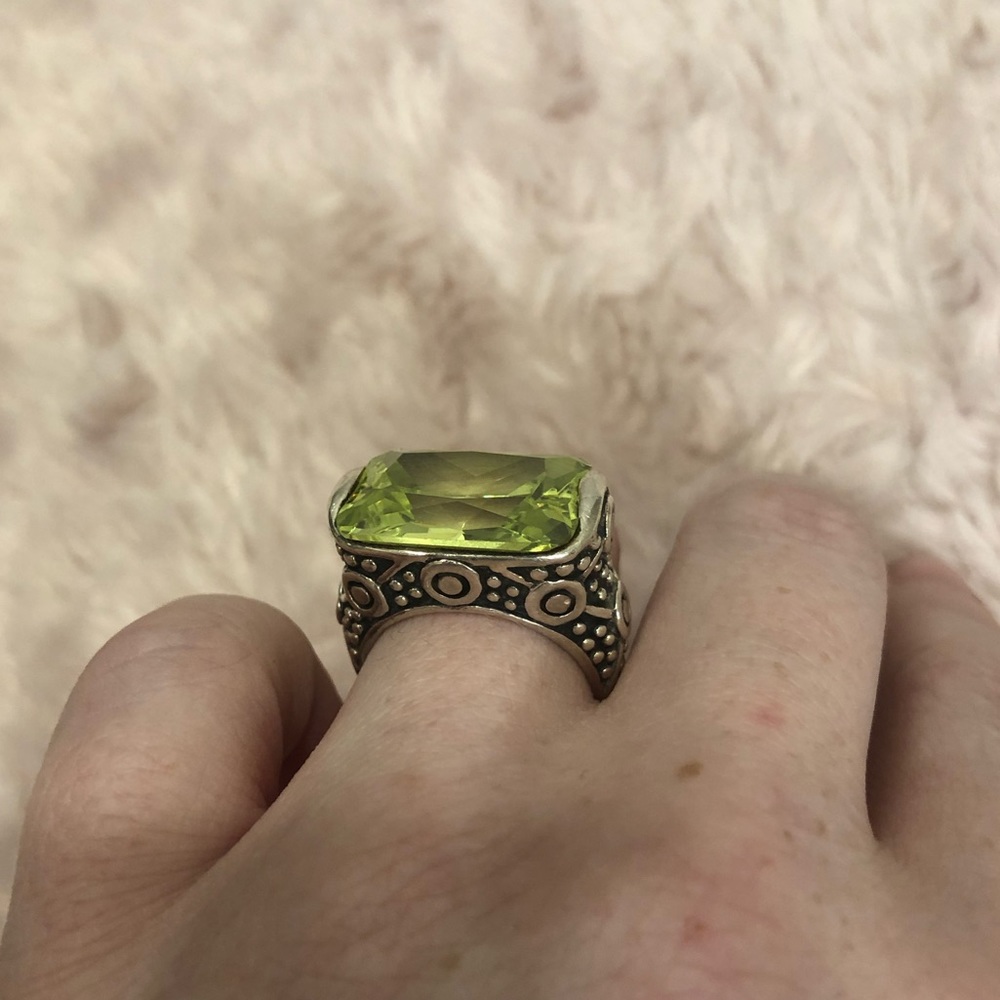 Light Green Jewel & silver Ring